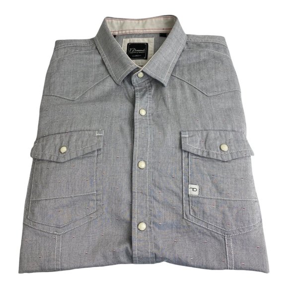 7 Diamonds Blue Pattern Pearl Snap Shirt Size Large - Picture 1 of 6